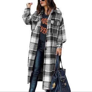 Oversized Plaid Shirt Jacket